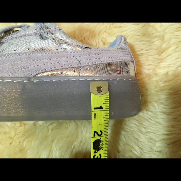 puma basket platform metallic silver